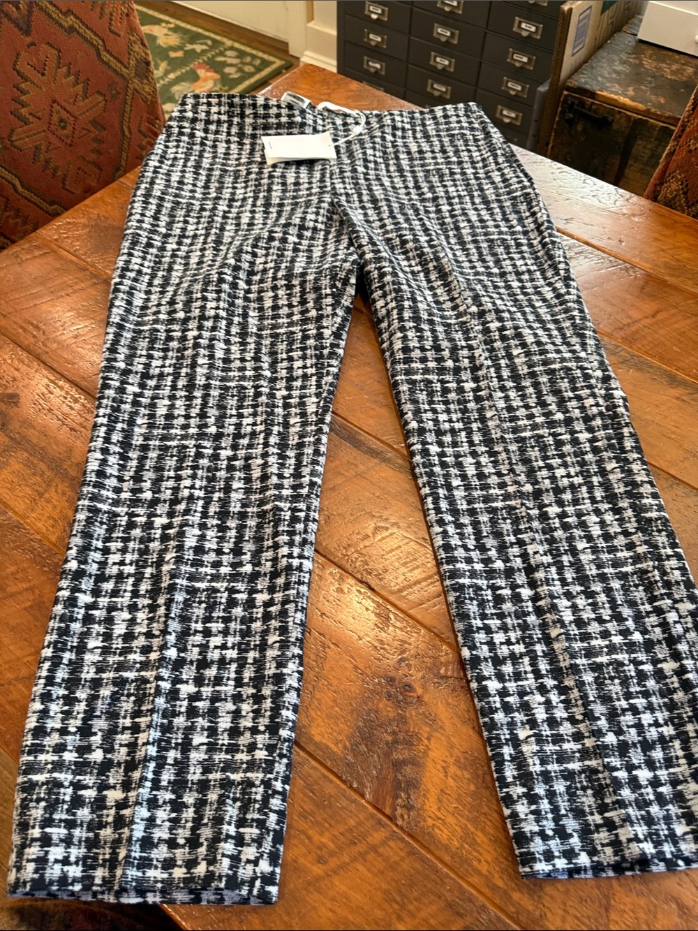 BOSS Women’s Black & White Patterned Dress Pants